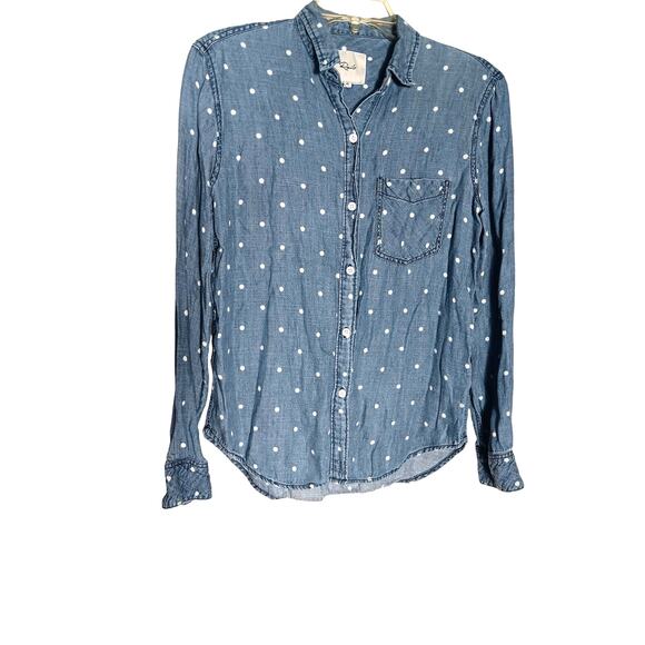 Rails Ingrid Polka Dot Chambray shirt size XS Linen  Blend - Picture 3 of 5